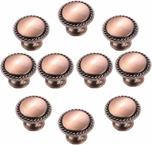 Miniatura 9 de Perilla redonda de estilo retro para armario, cajón, muebles de cocina, vestidor, puerta, armario y persianas de baño, manija de tirador de bronce