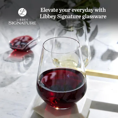Miniatura 2 de Libbey Signature Greenwich - Juego de 6 copas de vino sin tallo, modernas copas de vino para vino tinto y blanco, juego de copas de vino sin tallo