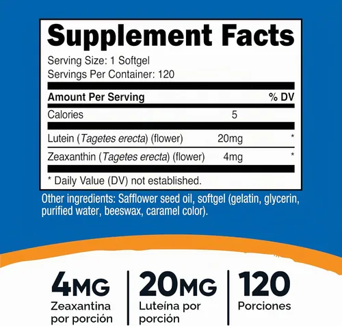 Miniatura 2 de Nutricost Zeaxantina con Luteína 20mg, 120 cápsulas blandas - Potente, sin OGM, sin gluten