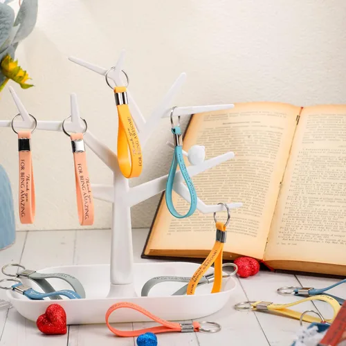 Miniatura 5 de Nosiny 30 llaveros de agradecimiento a granel, regalo de agradecimiento a los empleados, llavero de silicona inspirador para compañeros de trabajo