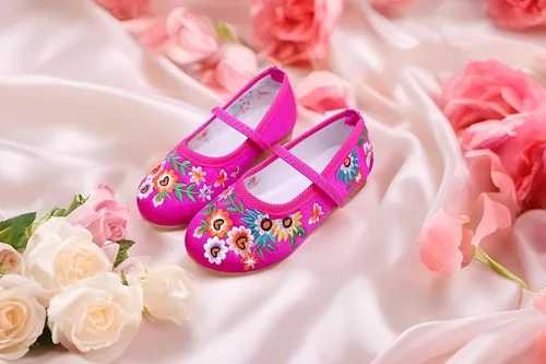 Miniatura 2 de Encanto - Zapatos de disfraz para niñas, hermosos zapatos de ballet Mary-Jane, cómodos zapatos de tacón bajo con punta redonda, zapatos con bordado