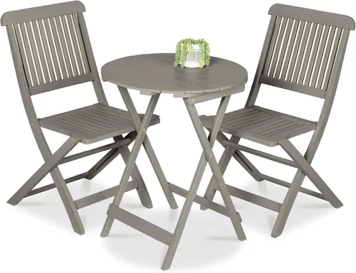 Miniatura 11 de Best Choice Products Juego de 3 piezas de madera de acacia, muebles de patio plegables para patio trasero, balcón, terraza con 2 sillas, mesa