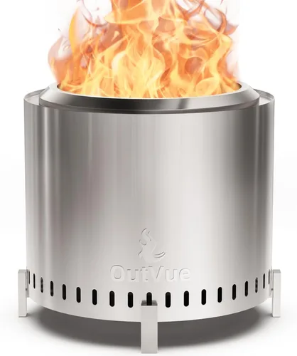 Miniatura 7 de OutVue Fogón de acero inoxidable de 15.5 pulgadas sin humo con parrilla, fogón sin humo al aire libre, fogones de leña para campamento, fogata