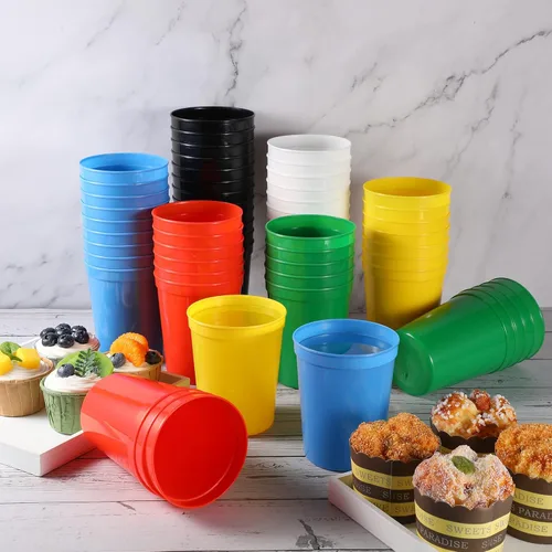 Miniatura 3 de Gerrii 60 vasos grandes de plástico reutilizables de 16 onzas para fiestas, cumpleaños, picnic, deportes, eventos, bodas, fiestas (colores elegantes)