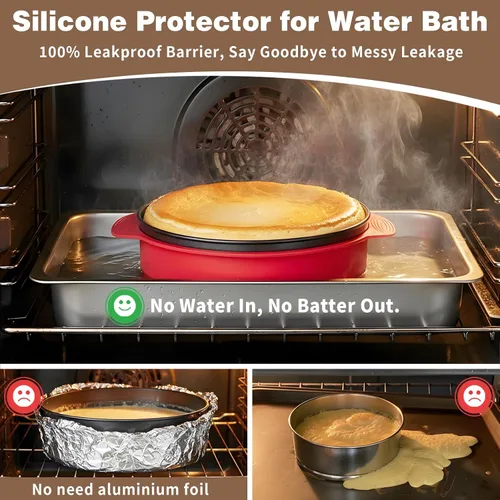Miniatura 3 de Juego de 3 moldes desmoldables de 4, 7 y 9 pulgadas, molde para cheesecake a prueba de fugas con protector, moldes desmoldables antiadherentes