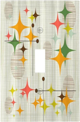 Miniatura 153 de Cubiertas Decorativas para Placas de Interruptor Abstracto Moderno de Mediados de Siglo Arco Boho Sol Dorado Hoja 1 Gang Placa de Pared Cubierta