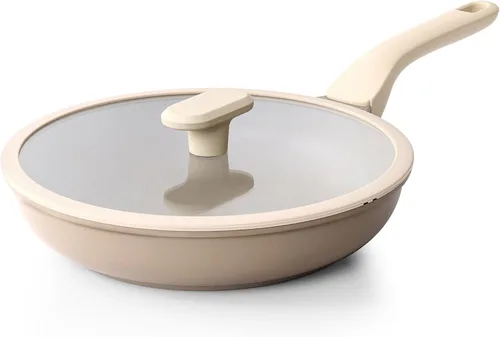 PRICUSIS Sartén Antiadherente con Tapa, Sartén Saludable, Sartén para Huevos Antiadherente, Sartén para Tortillas, Sartén de Chef, Libre de PFOA y