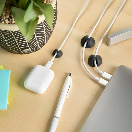 Miniatura 2 de Clips de cable Wrap-It Storage - (Surtido de 28 unidades) Negro - Organizador de cables para escritorio y mesita de noche para teléfono y mesa