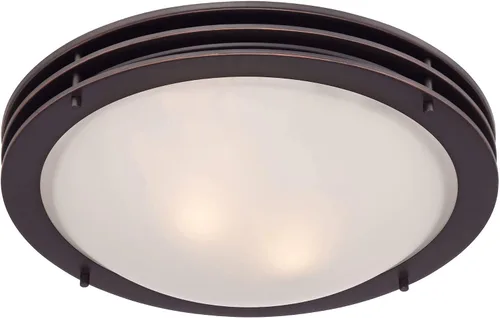 Miniatura 5 de Possini Euro Design Lámpara de techo moderna de montaje empotrado de 16 pulgadas de ancho, pantalla de cuenco de vidrio blanco con 2 luces de bronce