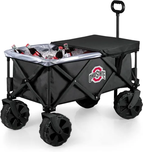 Miniatura 19 de PICNIC TIME NCAA Adventure Wagon Elite - Carro de playa plegable todo terreno con ruedas grandes, tapa superior de mesa y forro suave para enfriar