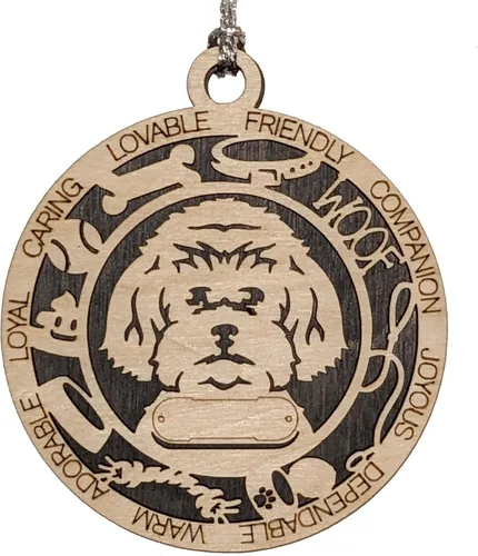 Miniatura 66 de Adorno de Navidad personalizado de madera para perro de 3 pulgadas, nombre y texto personalizables, hecho a mano en Estados Unidos, diseño de corte