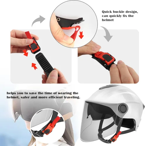 Miniatura 4 de Kit de hebilla de liberación rápida para casco de motocicleta, correa de casco de motocicleta de acero inoxidable, accesorios universales para casco