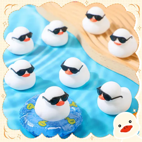 Miniatura 3 de Sosation Juego de 36 mini patos de goma con lentes de sol de 2.2 pulgadas, patitos de goma chirriantes de baño, juguetes flotantes para bañera