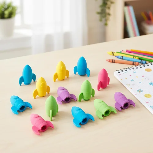 Miniatura 4 de Fun Express Rocket Ship - Gomas de borrar con parte superior de lápiz, papelería, suministros para la escuela bíblica de vacaciones VBS 2026
