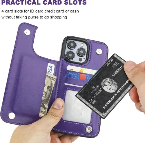Miniatura 4 de ONETOP Compatible con iPhone 15 Pro Max Funda Cartera con Portador de Tarjetas, Cuero PU con Soporte Ranuras para Tarjetas, Doble Cierre Magnético