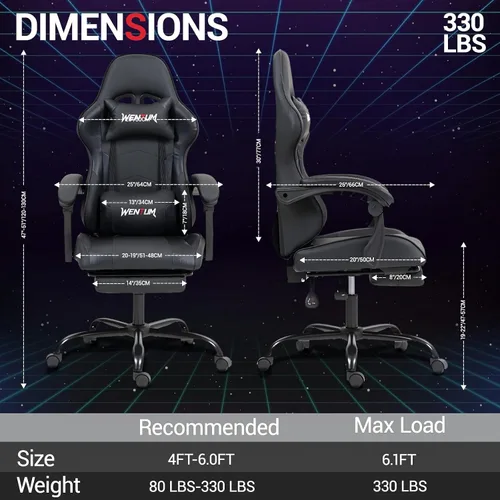 Miniatura 2 de Gaming Chair with Footrest for Adults, PU Leather Massage Racing Video Game Chair with Lumbar Support for Men Women, Ergonomic Computer Chair for