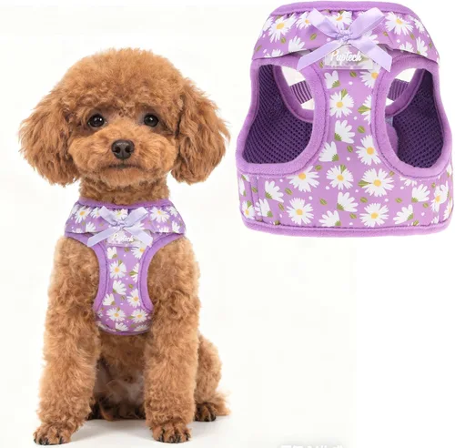 Miniatura 9 de PUPTECK Arnés de malla suave con volantes acolchados para perros y gatos, arneses para mascotas pequeñas