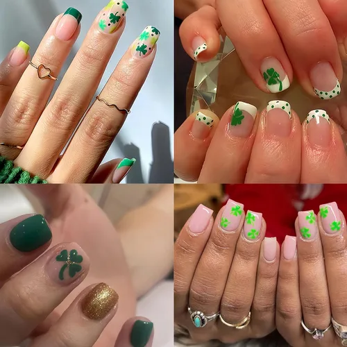 Miniatura 2 de 7 hojas de calcomanías de uñas del día de San Patricio para arte de uñas, calcomanías autoadhesivas 3D de trébol verde, diseño de uñas irlandesas