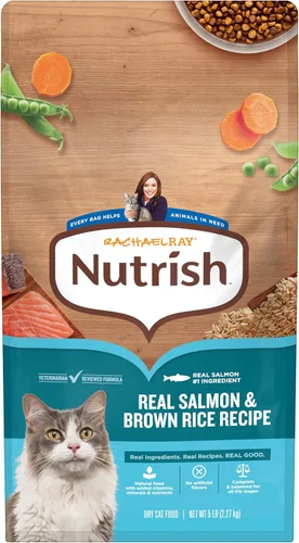 Miniatura 12 de Nutrish Comida seca para gatos con receta de salmón real y arroz integral, bolsa de 14 libras, el embalaje puede variar (Rachael Ray)