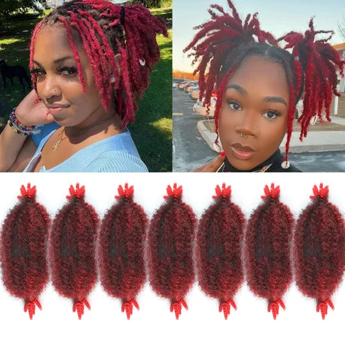 Miniatura 72 de 3 paquetes de cabello trenzado Marley Twist de 8 pulgadas, cabello afro twist elástico preseparado para rastas suaves de imitación, cabello