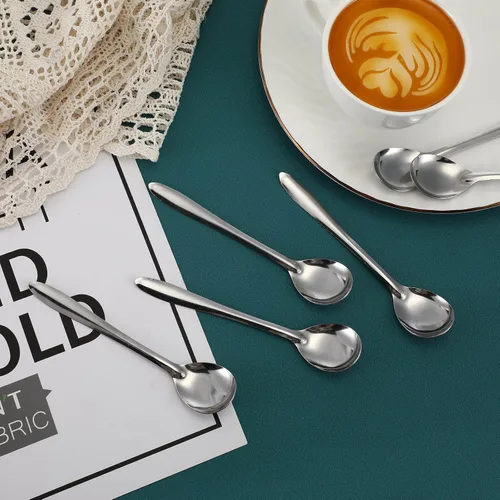 Miniatura 7 de Gerrii 100 cucharas de café Demitasse de 5.5 pulgadas, mini cucharas de café de acero inoxidable plateadas para aperitivo, postre, caviar, azúcar
