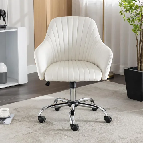 anwickjeff Silla de escritorio de oficina de terciopelo con altura ajustable, silla de oficina moderna, silla de maquillaje, silla giratoria de