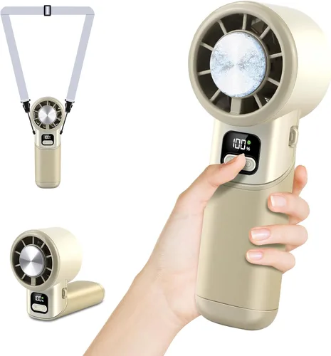Miniatura 7 de Ventilador turbo portátil de alta velocidad con enfriador de hielo, pantalla LED, ventilador recargable de 3600 mAh, hasta 9 horas