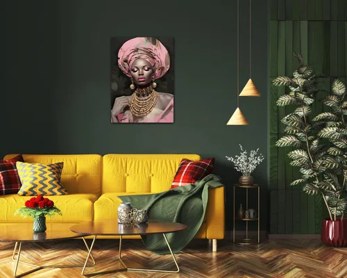Miniatura 245 de Arte de pared afroamericano, decoración de rey y reina bailarín negro para sala de estar, arte de pareja de amor negro para dormitorio, lienzo