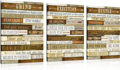 CGXART Decoración de pared motivacional – Pósteres inspiradores marrones – Lienzo decorativo de pared de 3 piezas para dormitorio, listo para