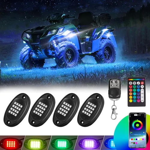 Miniatura 15 de 8 vainas RGB LED Rock Lights para Jeeps, camiones, carrito de golf, ATV, UTV RZR, SUV, todoterreno, kit impermeable multicolor con aplicación, modo