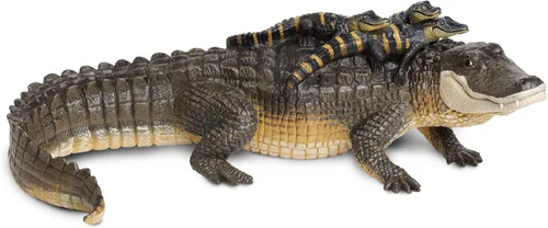 Safari Ltd. Figura de cocodrilo con bebés, figura detallada de plástico de 12 pulgadas, divertido juguete educativo para niños, niñas y niños a