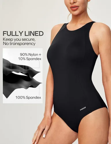 Miniatura 2 de Ewedoos Traje de baño deportivo para mujer, correa ajustable, traje de baño de una pieza con espalda cruzada para mujer con control de abdomen