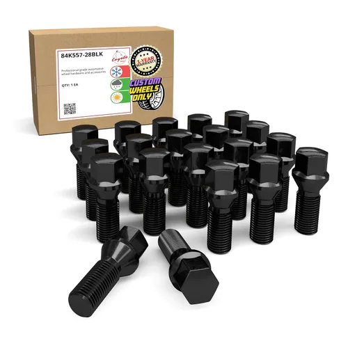 Miniatura 10 de Wheel Accessories Parts Juego de 20 pernos de orejeta M14 x 1.25 rosca Bellota para asiento con acabado negro, longitud de vástago de 0.99 pulgadas