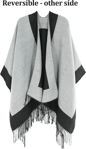 Miniatura 115 de Poncho chal para mujer, suéteres suaves y cálidos para mujer, parte delantera abierta, poncho de viaje para otoño, invierno y primavera