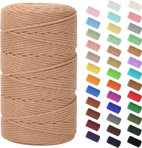 Miniatura 134 de Cordón de macramé de 0.079 in x 380 yardas (1140 pies), cuerda de algodón natural para colgar en la pared, ganchos de plantas, manualidades, Beige