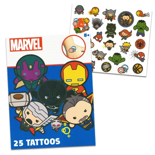 Miniatura 6 de Superhero Tattoos Ultimate Set – Paquete de 150 tatuajes temporales de superhéroes Marvel Avengers Superman "TMNT" Transformers Power Rangers