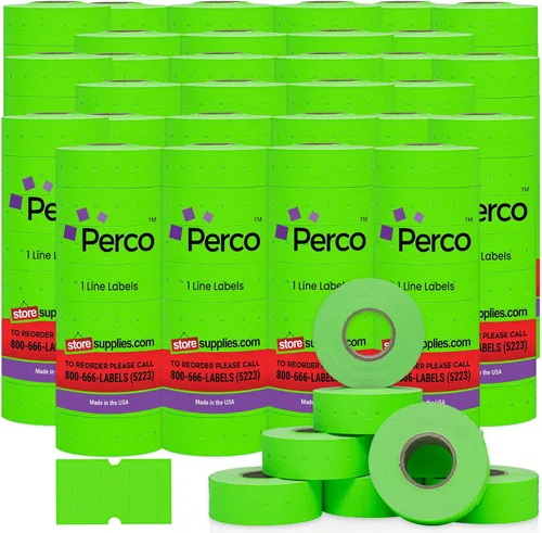 Miniatura 24 de Etiquetas azules Perco de 1 línea - 8 rollos, 1 funda, 8,000 etiquetas en blanco para pistolas de precio y fecha de 1 línea Perco - Fabricadas