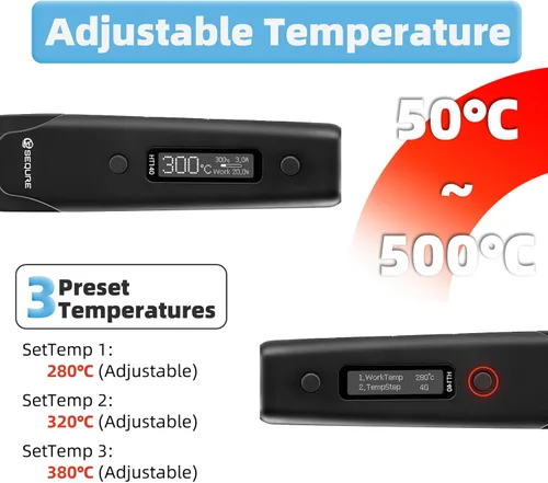 Miniatura 5 de SEQURE HT140 - Kit de soldador de pinzas calientes portátiles 2 en 1, calentamiento rápido en 2s, 122-932 ℉, 3 temperaturas preestablecidas