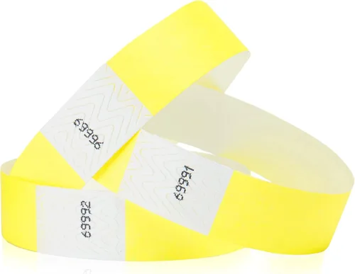 Miniatura 9 de 500 pulseras Tyvek verde neón para eventos, diseño a prueba de manipulaciones y color fluorescente que evitan la reutilización, pulseras de grado