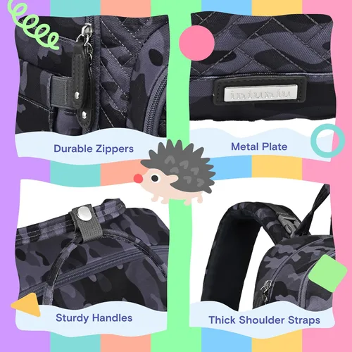 Miniatura 5 de iniuniu Mochila para pañales, kit 4 en 1, bolsas de bebé unisex grandes para niños y niñas, mochila de viaje impermeable con bolsa para pañales