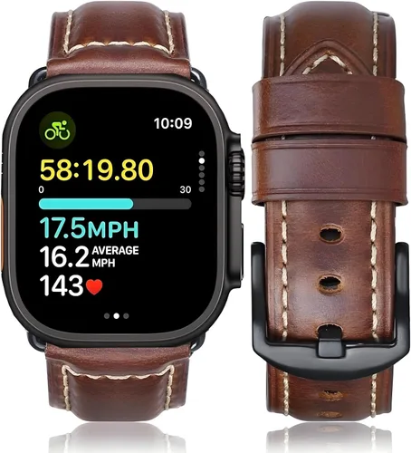 Miniatura 22 de HUAFIY Compatible para Correas de Apple Watch 42mm 44mm 45mm 46mm 49mm 38mm 40mm 41mm, Correa de Cuero Genuino para iWatch Serie 11/10/9/8, 7, 6, 5