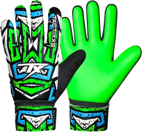 Guantes de portero de fútbol para niños y jóvenes, guantes de portero de fútbol Funky antideslizantes con palma de látex de 0.16 in con agarres Verde