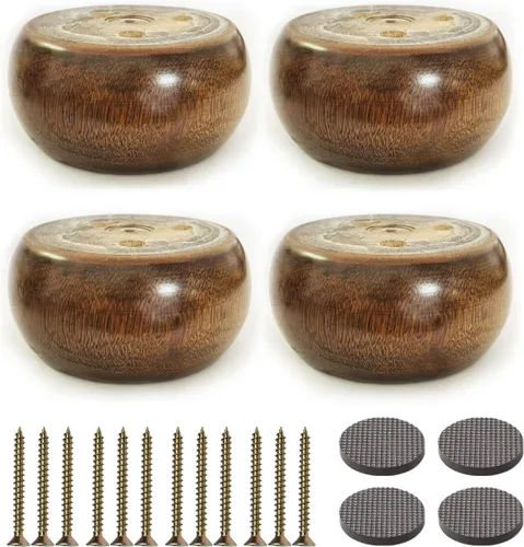 Sofá de madera de 2 pulgadas de alto/elevador de cama con forma redonda, patas de muebles de madera, patas de sofá, patas de repuesto para sofá, Nuez