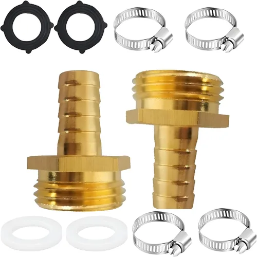 Miniatura 21 de AOPANDA Conector de reparación de extremo de manguera de agua de latón macizo con púa de 1/4" x rosca GHT hembra de 3/4", incluye abrazaderas