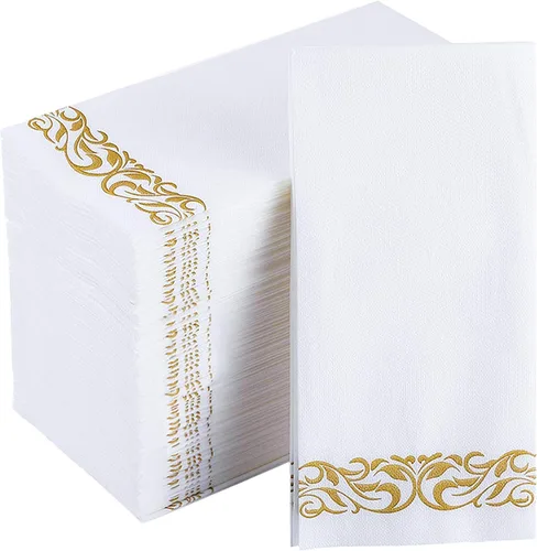 Miniatura 9 de JOLLY CHEF 100 toallas de mano desechables, suaves y absorbentes, servilletas para cena con sensación de lino, elegantes toallas de papel Plateado