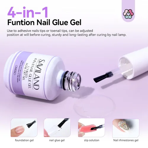 Miniatura 5 de Saviland Kit de iniciación de uñas acrílicas: polvo y líquido acrílico rosa claro nude, cepillo, limas, formularios, uñas a presión, juego