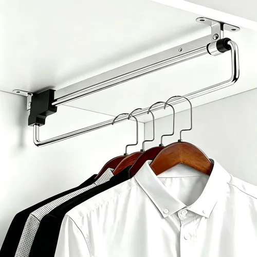 Miniatura 5 de Closet Pull Out Autuwintor - Barra de valet extraíble para armario, barra ajustable para ropa, montaje lateral con tornillos de montaje, acero