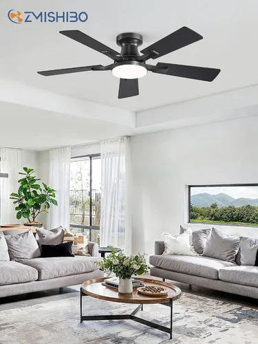 Miniatura 9 de ZMISHIBO Ventilador de techo de 42 pulgadas con luz, aplicación y control remoto, perfil bajo de montaje empotrado, luz LED regulable de 20 W, motor