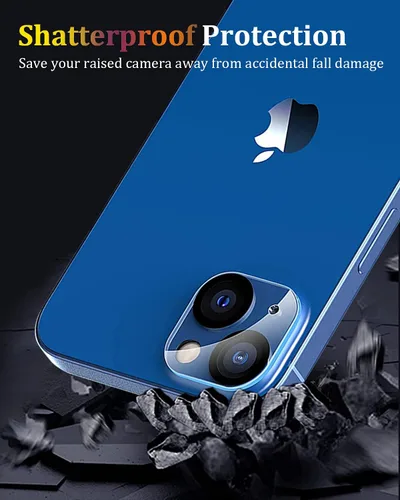Miniatura 6 de [Paquete de 3] Protector de lente de cámara compatible con iPhone 13 y iPhone 13 Mini, cubierta de cámara de vidrio templado 9H de alta calidad