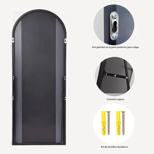 Miniatura 7 de Dewfig - Espejo grande arqueado de longitud completa/cuerpo completo, espejo de piso de 76 x 34 pulgadas, espejos de cuerpo completo para apoyar